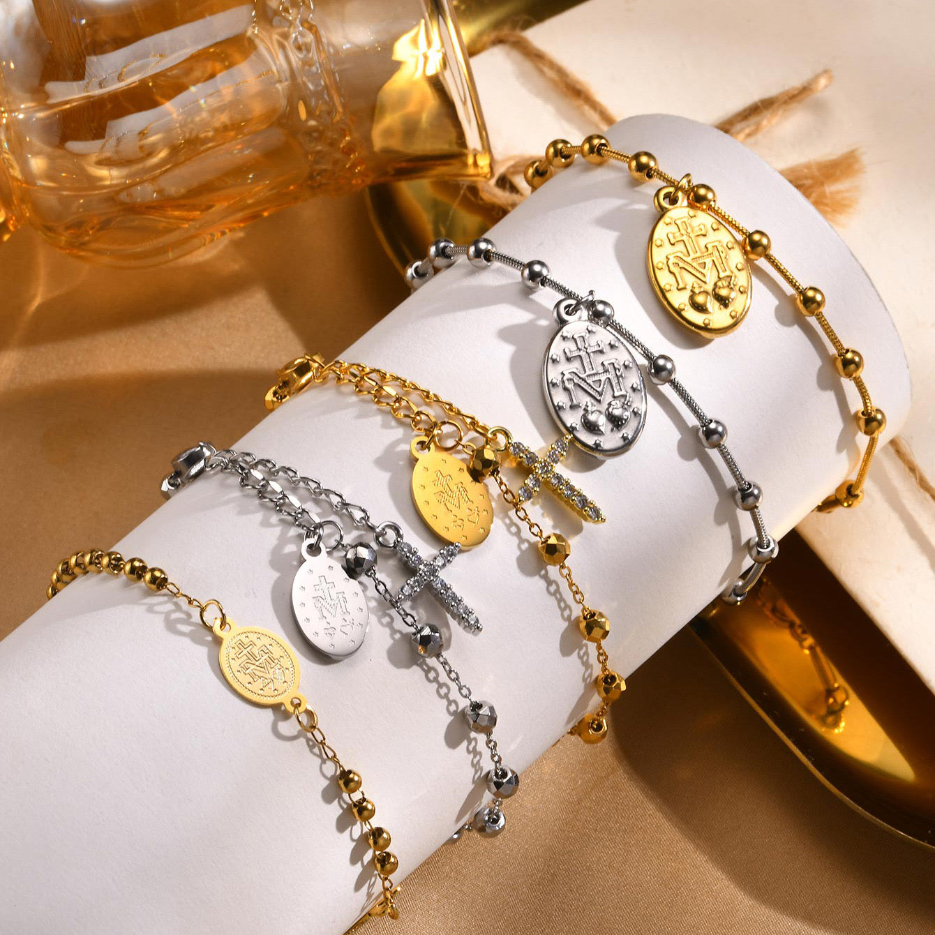 Rosario Pulsera con Medalla Milagrosa Stainless Steel