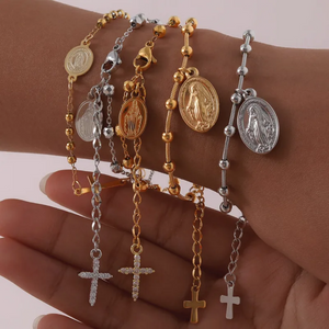 Rosario Pulsera con Medalla Milagrosa Stainless Steel