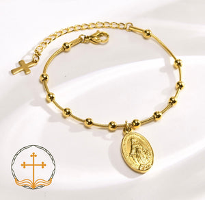 Rosario Pulsera con Medalla Milagrosa Stainless Steel