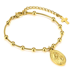 Rosario Pulsera con Medalla Milagrosa Stainless Steel