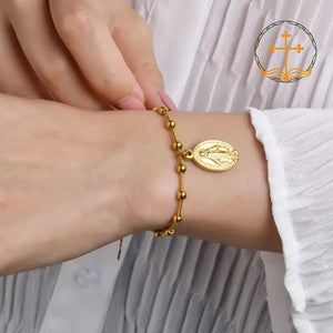 Rosario Pulsera con Medalla Milagrosa Stainless Steel