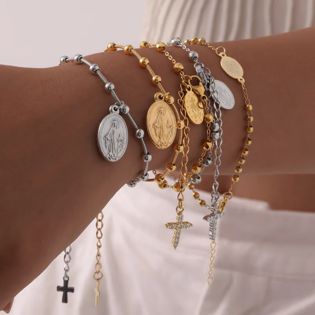 Rosario Pulsera con Medalla Milagrosa Stainless Steel